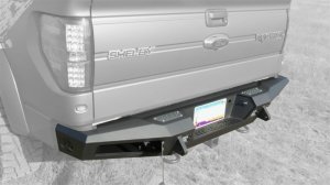 Ford F-150 Rear Bumper - Addictive Desert Designs - HoneyBadger with Integrated Storage Box and Backup Sensor Cutouts - Hammer Black with Satin Black panels - `09-`14